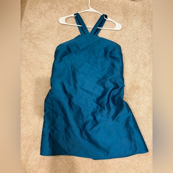 Teal Halter Top Cocktail Dress with Bow Back Size 10 EUC Wedding Guest - Picture 7 of 8